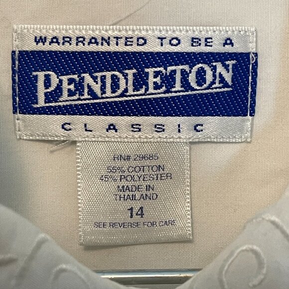 Pendleton Women Classic Clean Girl Eyelet Pretty Formal Button Collared Top 14 - Picture 10 of 11